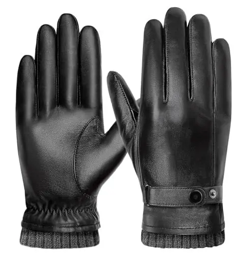Produktbild: YESWEL Winterhandschuhe Herren,Warm PU-Lederhandschuhe,Dick Gefüttert Handschuhe,Wasserdichte Winddicht Touchscreen für Outdoor Fahren Camping(Schwarz,XL)