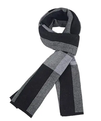 Produktbild: YESWEL Schal Herren Winter, 60% Merinowolle Winterschal, Weiche Warm Schal für Outdoor Aktivitäten wie Skifahren Bergsteigen Camping (Schwarz)