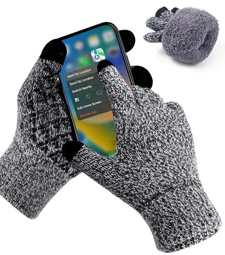 Produktbild: YESWEL Winterhandschuhe Herren,Warm Handschuhe,Thermohandschuhe mit Fleece Futter,rutschfest Touchscreen Strickhandschuhe,für Outdoor Aktivitäten wie Laufen,Radfahren und Skifahren (HellGrau)