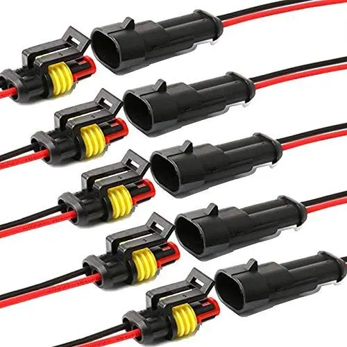 Produktbild: YETOR Way Auto Wasserdichter elektrischer Steckverbinder,2 pin Stecker Autoelektrischer Kabelverbinder mit Kabel 16 AWG Marine für Auto, LKW, Boots- und andere Kabelverbindungen. (5 Pack)