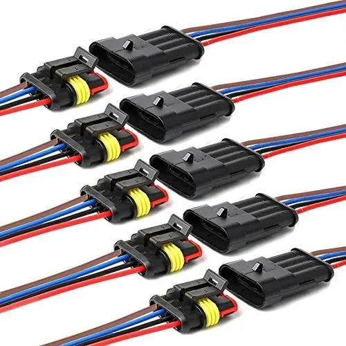 Produktbild: YETOR Way Auto Wasserdichter elektrischer Steckverbinder, 4pin Stecker Autoelektrischer Kabelverbinder mit Kabel 16 AWG Marine für Auto, LKW, Boots- und andere Kabelverbindungen. (5 Pack)