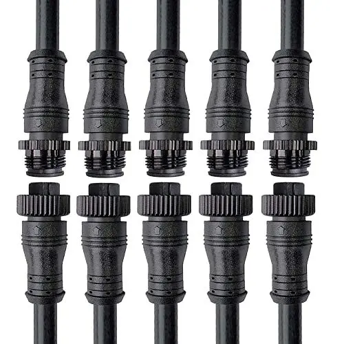 Produktbild: YETOR wasserdichte Stecker 2 polig,IP68 16AWG Male Female Plug LED Steckverbinder,Metallmutter wasserdichte Anschl¨¹sse mit 20CM Verl?ngerungskabel f¨¹r LED Lichtleisten.(2Pin 5Pairs)