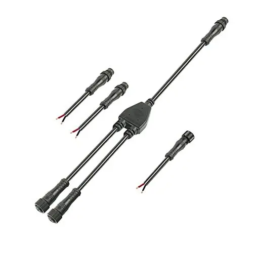 Produktbild: YETOR wasserdichte Stecker 2 polig,IP68 16AWG Wasserdichter Stecker Elektrisches Kabel Y-förmige Verbinder,LED Verlängerungskabel für Auto,Boot,LED Streifen im Innen und Außenbereich