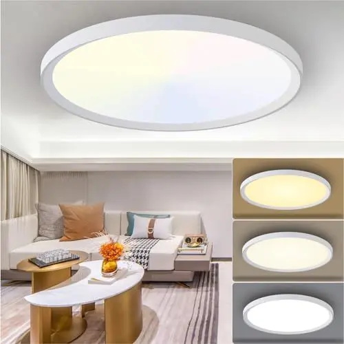 Produktbild: Yexati Deckenlampe LED Deckenleuchte 18W,Led Deckenleuchte 3 Farben zur Auswahl 6500K 4000K 3000K,Badlampe Decke IP44 für Flur Schlafzimmer Balkon Wohnzimmer Büro Küche Keller Ø230