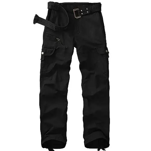 Produktbild: yeyity Cargohose Damen Hosen Multi Taschen Wanderhose Outdoorhose Baumwolle Arbeitshose Jogginghose Relaxed-Fit Trekkinghose Militär Hose Streetwear(Black,2087,38)