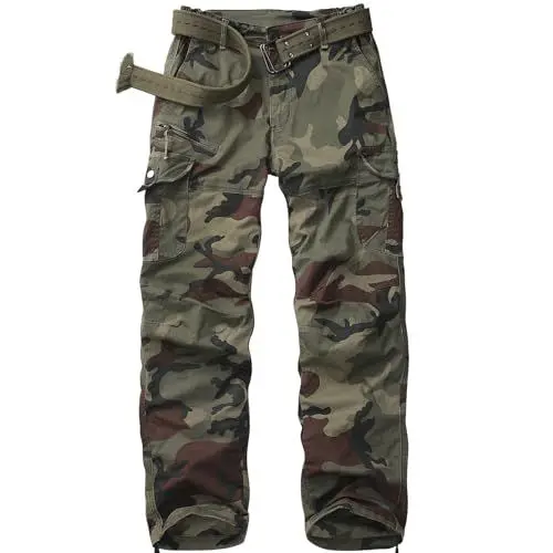 Produktbild: yeyity Cargohose Damen Hosen Multi Taschen Wanderhose Outdoorhose Baumwolle Arbeitshose Jogginghose Relaxed-Fit Trekkinghose Militär Hose Streetwear(Camouflage,2087,40)