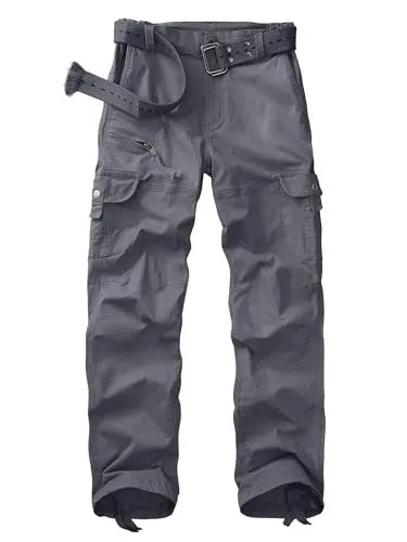 Produktbild: yeyity Cargohose Damen Hosen Multi Taschen Wanderhose Outdoorhose Baumwolle Arbeitshose Jogginghose Relaxed-Fit Trekkinghose Militär Hose Streetwear(Grey,2087,36)