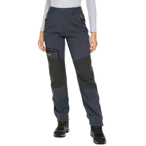 Produktbild: yeyity Damen Wanderhose Wasserdicht Softshellhose Skihose Winddicht Warm Gefüttert Winter Outdoorhose Schneehose Snowboardhose Trekkinghose(6081,Grau,L)