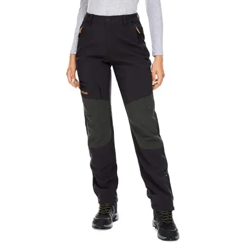 Produktbild: yeyity Damen Wanderhose Wasserdicht Softshellhose Skihose Winddicht Warm Gefüttert Winter Outdoorhose Schneehose Snowboardhose Trekkinghose(6081,Schwarz,XXL)