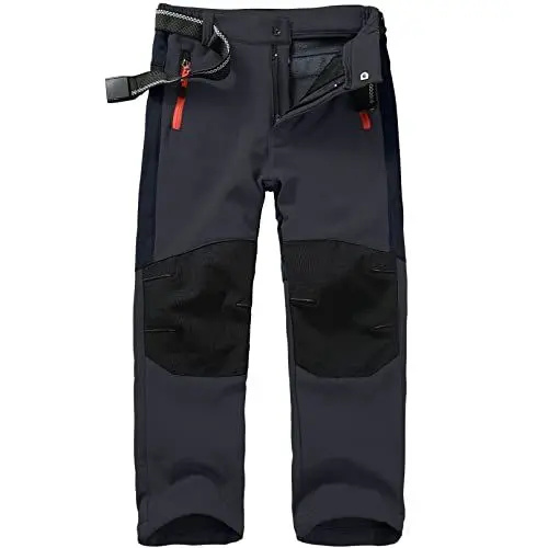 Produktbild: yeyity Kinder Softshellhose Skihose Gefüttert Cargohose Wasserdicht Thermohose Jungen Mädchen Schneehose Winter Outdoorhose Wanderhose(16010,Grey,M)