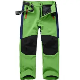 Produktbild: yeyity Kinder Softshellhose Skihose Gefüttert Cargohose Wasserdicht Thermohose Jungen Mädchen Schneehose Winter Outdoorhose Wanderhose(16010,Green,M)