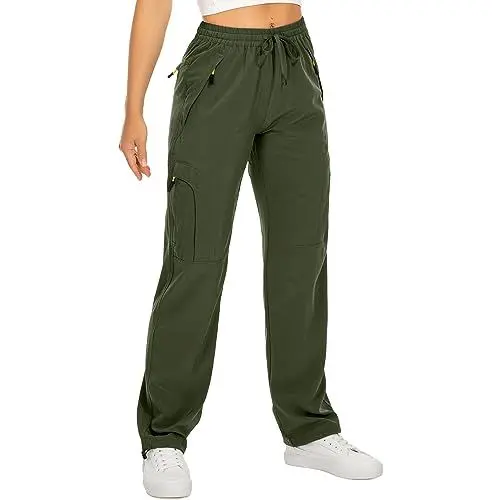 Produktbild: yeyity Wanderhose Damen Leichter Quick Dry Outdoorhose Atmungsaktiv Cargohose UV-Schutz Trekkinghose Funktionshose Jogginghose(6608,amygreen,L)