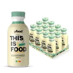 Produktbild: yfood Drink Vegan Vanilla, Leckere, vegane Trinkmahlzeit für unterwegs, THIS IS FOOD Drink, 26g Protein, 26 Vitamine und Mineralstoffe, 3,00€ Pfand inkl., 12 x 500ml, Geschmack Vanille