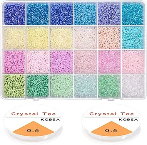 Produktbild: Yholin Perlen für Armbänder, 2mm Perlen zum Auffädeln Rocailles Perlen Set, 12000 Stück Kleine Glasperlen Pastell Bastelperlen für Schmuckherstellung DIY Armbänder Halsketten Ohrringe Basteln