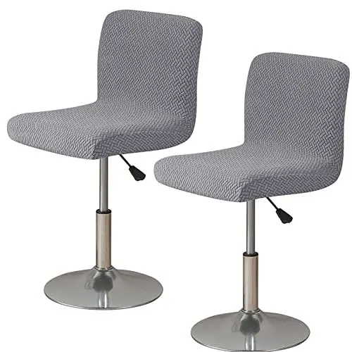 Produktbild: Yi Chen 2 Stück Quadrat Barhocker Stuhlbezüge Für Esszimmer, Stretch Jacquard Stuhlhussen Mit Kurzer Rückenlehne Waschbar Abnehmbar Armlos Barhocker-Schutz-Dunkelgrau