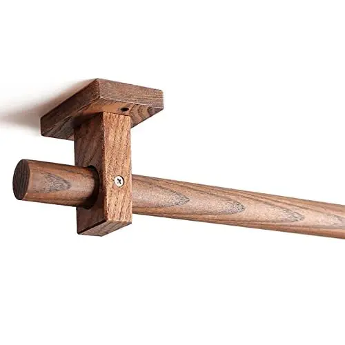 Produktbild: Modern Gardinenstangen Aus Holz Mit 2 Halterungen, Schwerlast Aus Holz Kurz Gardinenstangen 29mm Durchmesser Einzel Vorhangstange Für Wohnkultur,Ohne Ring-B-100CM