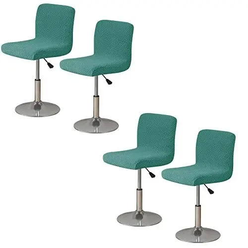 Produktbild: Yi Chen Stretch Jacquard Barhockerbezüge 4 Stück, Quadratischer Drehgelenk Bar Stuhlhussen Schonbezüge Esszimmerstuhlbezüge Für Cafe Verein Stuhl Barhocker Abdeckung-Grün