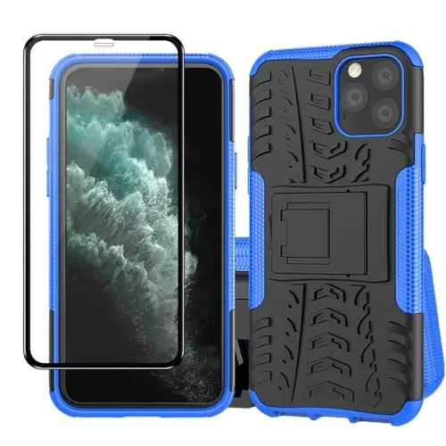 Produktbild: Yiakeng für iPhone 11 Pro Hülle, Defender Case aus Silikon mit Ständer in Blue