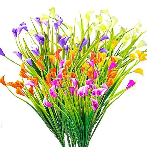 Produktbild: Yibaijia 6 Stück Künstliche Blumen, Dekorative Calla Lily Bouquet der Blumen Künstliche, Plastikblumen Deko UV-beständig für Haus, Garten, Büro, Küche, Tisch, Mittelstücke (5 Farben)