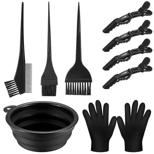 Produktbild: Yibaijia 9 Stk Haarfärbepinsel Set, Haare Färben Zubehör, Haar Färben Färbung Tool, mit Bürstenkamm, Haartönungsschale, Färbebürste, Ohrabdeckung Haar