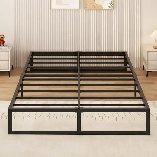 Produktbild: Yicensen Metallbett 120x200 cm, Metallbettgestell Doppelbett mit Stahllattenstütze, Einfach zu Montieren, Geräuschlos, Kein Boxspringbett Erforderlich, 30cm Hoch, Schwarz