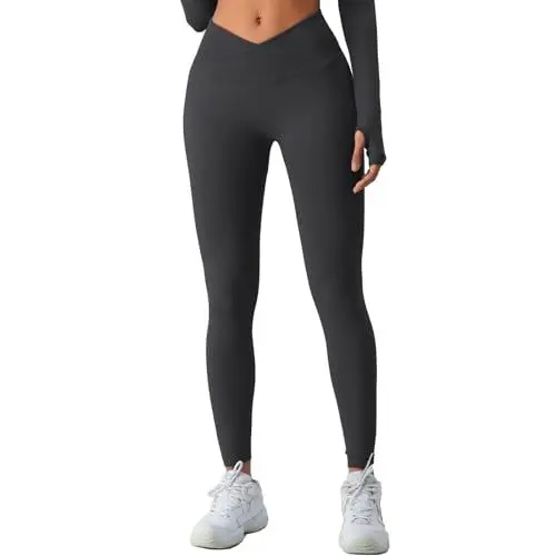 Produktbild: YICHEN Damen Scrunch Butt Leggings High Waist Seamless Yoga Hosen Push Up Blickdicht Yogahose Fitnesshose Laufhose Tights für Sport Yoga Fitness Gym Workout, Schwarz, L