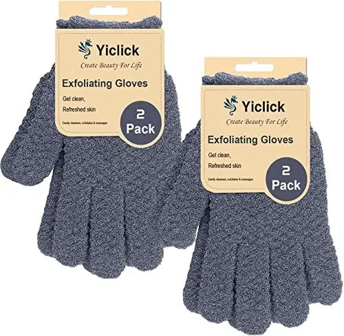 Produktbild: Yiclick 4 Stück Peelinghandschuh Peeling Handschuhe - Exfoliating Gloves, Körperpeeling Peeling Körper Gesicht, Badeschwamm, Duschschwamm, Peeling Luffa Schwamm Waschlappen Rückenbürste Badezubehör