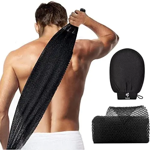 Produktbild: Yiclick Peeling-Handschuh und afrikanisches Peeling-Netz, Duschhandschuhe für Damen und Herren, Waschhandschuh für Dusche, Waschlappen, Badehandschuh, Waschen abgestorbene Hautentferner