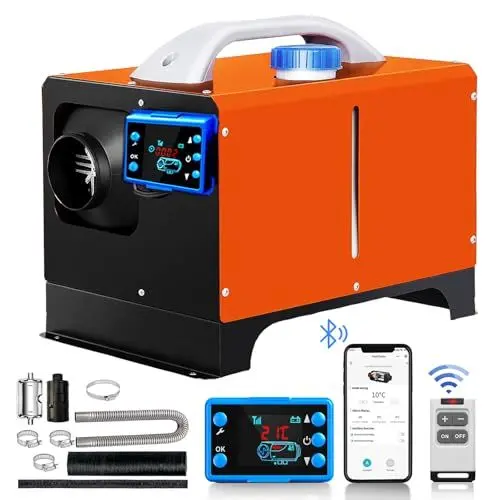 Produktbild: YIDON 8 KW 12 V Standheizung Diesel, Diesel Lufterhitzer Einzelner Luftauslass, Diesel Heizung, Air Standheizung Schalldämpfer, Bluetooth APP Diesel Luftheizung Orange für Auto LKW Wohnmobil Bus
