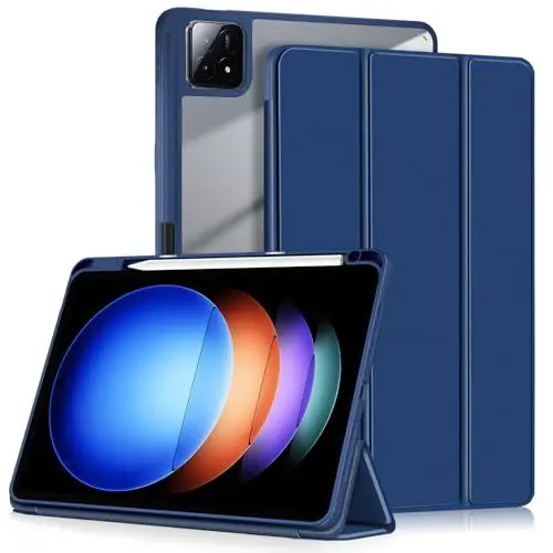 Produktbild: Yiernuo Hülle für Xiaomi Pad 6S Pro 12.4 Zoll 2024 Tablet, Ultradünn Schutzhülle mit Translucent Rückseite mit Auto Schlaf/Wach Funktion,Dunkelblau