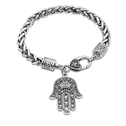 Produktbild: Yifnny Böses Auge Armband, Hand Evil Eye Armband Silber Böses Auge Schutzarmband für Frauen Männer Minimalistischer schmuck (Silber)