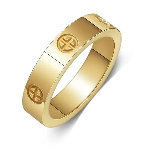 Produktbild: Yifnny Liebesring,Damen-Edelstahl-Ring Paar Ringe Valentine's Day Ring-Schmuck Verlobungsringe Eheringe Männer Kreuz Ringe Versprechen Ringe für Frauen Geschenk-Schmuck (8, Gold)