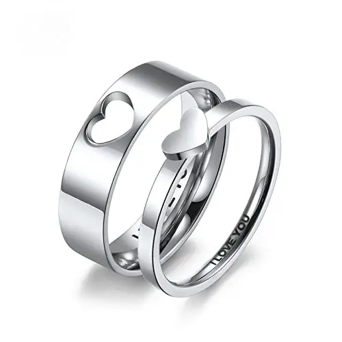 Produktbild: Yifnny Passende Ringe für Paare, Paar Herzringe Set Paarringe I LOVE YOU Passende Herz Versprechensringe für Sie und Ihren Verlobungs Ehering (Herrengröße 7 & Damengröße 6)