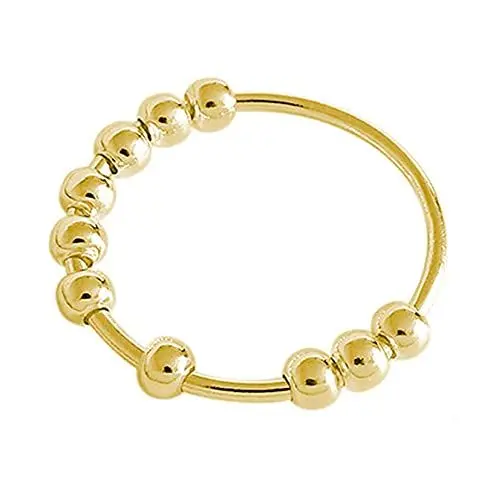 Produktbild: Yifnny Spinner-Ring, Edelstahl für Frauen Männer Zappelringe für Frauen Spinner Ring Spinner Ring mit Perlen Stressabbau Ring Geschenke Größe 5-10 (Gold, 7)