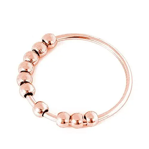 Produktbild: Yifnny Spinner-Ring aus Edelstahl für Frauen und Männer - Zappelring mit Perlen zur Stressreduktion - Geschenk in Größen 5-10 (Roségold, 8)