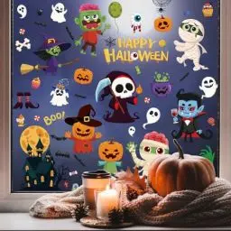Produktbild: YIHELU Halloween Aufkleber, Halloween Fensteraufkleber Wiederverwendbares Halloween Aufkleber-Set Halloween Party Dekoration