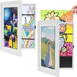 Produktbild: YIIFELL 2 Stück Bilderrahmen Kinderzeichnungen A4, Kinder Kunst Rahmen Aufklappbar A4 Frontöffnung Befüllbar Bilderrahmen zum öffnen Kinderbilderrahmen Für Kunstwerken