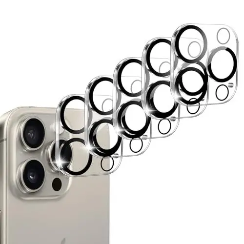 Produktbild: YIIFELL 5 Stück Kameraschutz für iPhone 15 Pro und iPhone 15 Pro Max Kamera, Ultra-Klar Kameraschutz, Kamera Schutzfolie Kompatibel mit Handyhülle 9H Härte HD Schutzfolie