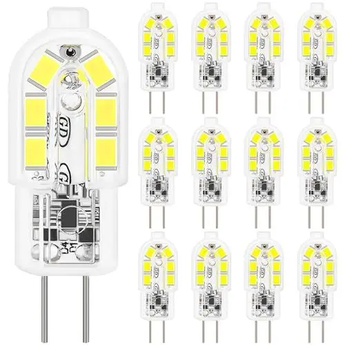 Produktbild: YIIFELL G4 LED Lampen 12er-Pack, Kaltweiß 6000K 2W G4 LED Birne Ersatz 20W Halogenlampen, 200LM led leuchtmittel, Nicht Dimmbar Kein Flimmern, 360° Abstrahlwinkel, 12V AC/DC Energiesparlampe