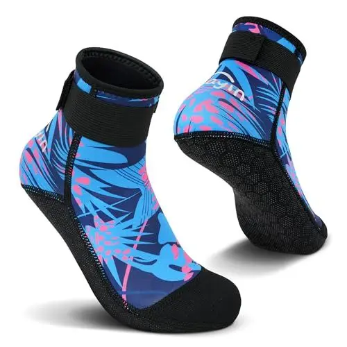 Produktbild: Yikayin Neoprensocken, 3mm Wattsocken Tauchsocken für Männer Damen Herren Frauen, Schwimmsocken Beachsocken für Schnorcheln Kajakfahren Jetskifahren SUP - Lila M