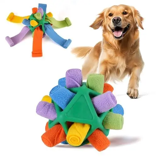 Produktbild: Yikko Interaktiver Schnüffelball Hunde, fördert die natürlichen Futtersuchfähigkeiten, verbessertes Gummi gegen Reißen, langsameres Futter-Trainings-Puzzlespielzeug (Grüner Regenbogen)