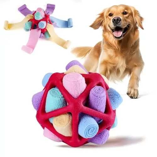 Produktbild: Yikko Interaktiver Schnüffelball Hunde, fördert die natürlichen Futtersuchfähigkeiten, verbessertes Gummi gegen Reißen, langsameres Futter-Trainings-Puzzlespielzeug (Leichtes Macaron)