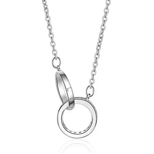 Produktbild: Yikoly Kette Damen Mädchen Halskette Silber 925 mit Anhänger Zirkonia Glitter Dopple Cross Ring Einfache Y-Kette Charm Collier für Frau Frauen Freundin