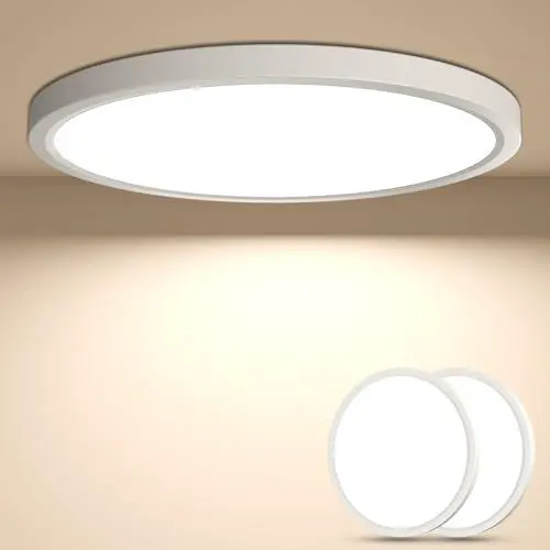 Produktbild: YiLaie Deckenleuchte LED Deckenlampe (2Stück) Ø30cm 24W,4000K,2640LM,IP44 Wasserfest Rund badezimmerlampe,Deckenleuchte Wohnzimmer Küchenlampen Modern Dünn Für Bad/Schlafzimmer/Flur