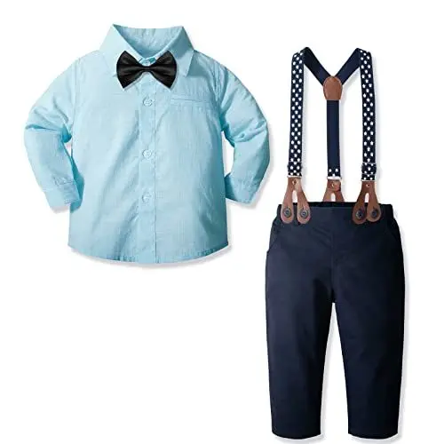 Produktbild: Yilaku Baby Jungen Kleidung Kleikind Anzug Hosen Hemd Strampler Hochzeit Taufanzug Festlich Bekleidungssets für Kleikind Kinder,Himmelblau,110