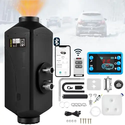 Produktbild: YiLFo 8KW Diesel Standheizung, All-in-One Dieselheizung,Tragbare Diesel Luftheizung DC 12V 24V, Bluetooth-APP Steuerung, Geräuscharm Schnelles Aufheizen (Basic Bluetooth, Schwarz ohne Adapter)