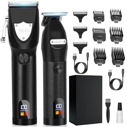 Produktbild: YiLFo Haarschneidemaschine Profi, Barttrimmer Herren, Bartschneider Haarschneider Set, Rasierer Herren Elektrisch Kabellos Haartrimmer, Multifunktionaler Trimmer für Haar Bart Barber Familie