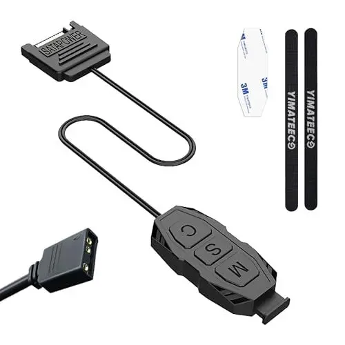 Produktbild: YIMATEECO ARGB Kontrolleur Controller Manuell Adressierbarer 5V 3-polige RGB Controller Eingebauter Lichtmodus SATA-Netzteil für Mainboards ohne 5V ARGB DIY Lüfter, Lichtstreifen etc...