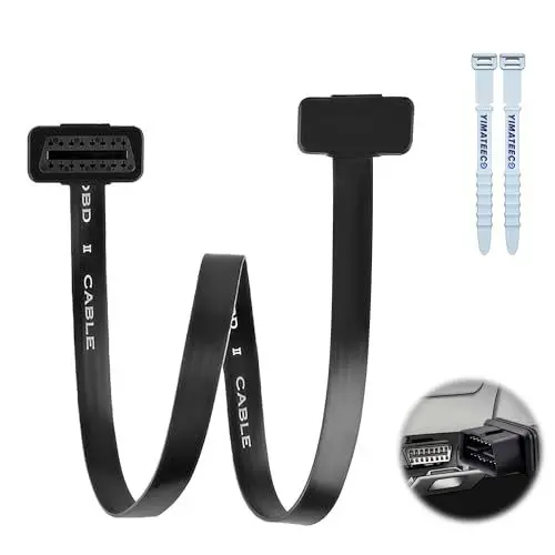 Produktbild: YIMATEECO OBD2 Verlängerungskabel Diagnosegerät, Auto OBD II Diagnosekabel 16Pin Stecker auf Buchse Adapter Extender Flachbandkabel Diagnosestecker Ultra Low Profile OBD Kabel (100CM, 1Stü)