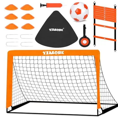 Produktbild: Yimore Fussballtore für Garten Kinder mit Tragetasche Trainingszubehör Kinder Fußballtor Torwand für Kinder-Faltbares Fußball Tor Fussballtore Geschenke für Garten Kinder 120 x 90 x 90 cm